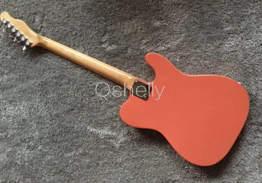 Высшее качество QShelly пользовательский розовый левшей F отверстие pearloid pickguard maple neck
