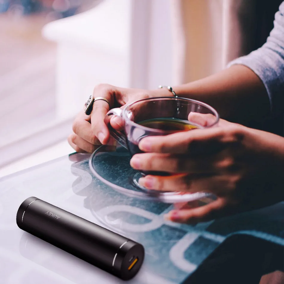 AUKEY Power Bank Quick Charge 3.0 5000mAh Mini Cylindrical Phone Power Bacnk Portable External Battery Fast Pover Bank for Phone