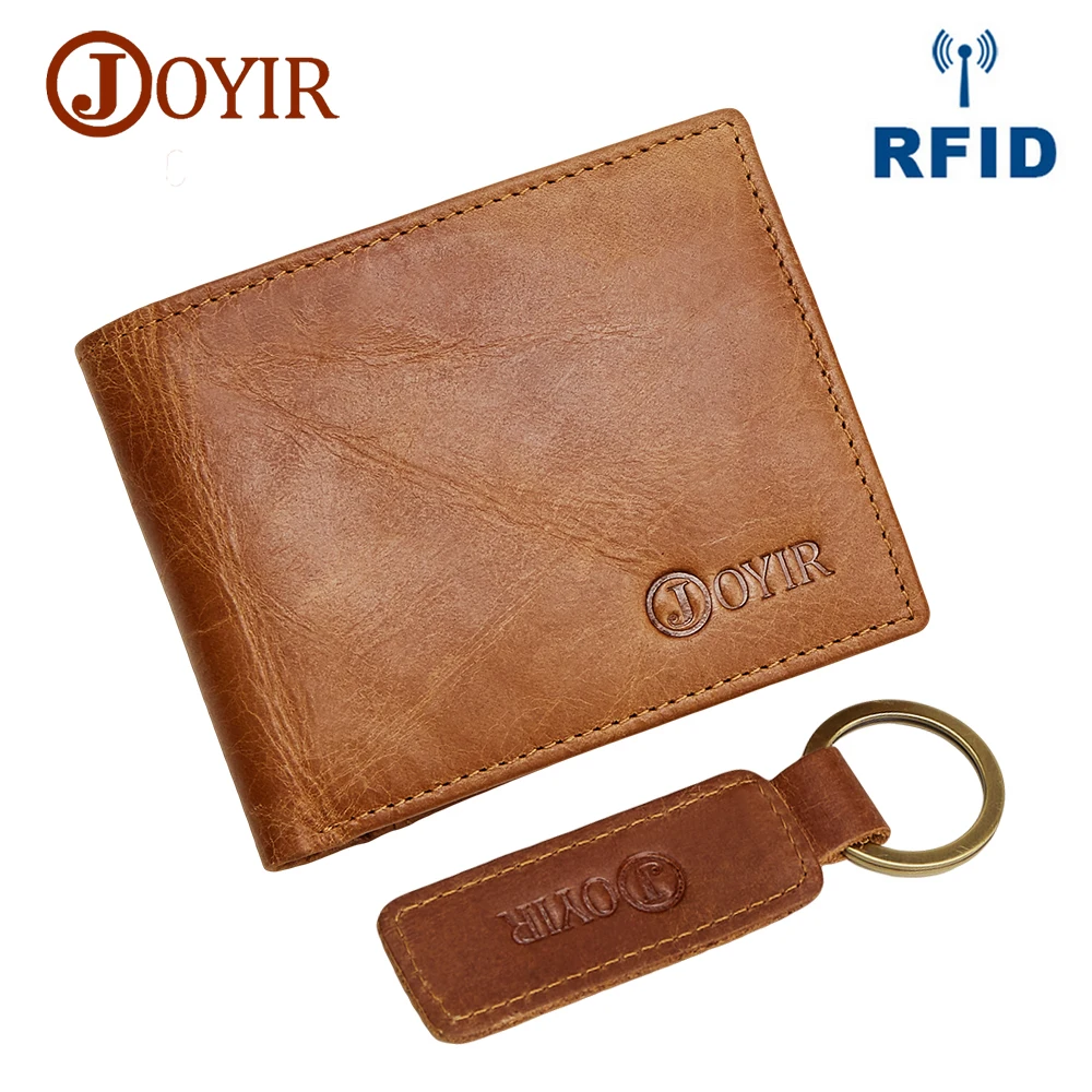 

JOYIR Hot Vintage Slim Mini RFID Wallet Genuine Cow Leather Credit Card Holder Purses Travel Short Male Leather Wallet For Men