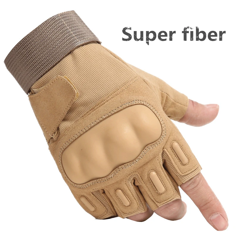 Походные альпинистские перчатки для кемпинга, охоты, стрельбы спецназа, тактические военные тренировочные мягкие перчатки - Цвет: Sand color 2