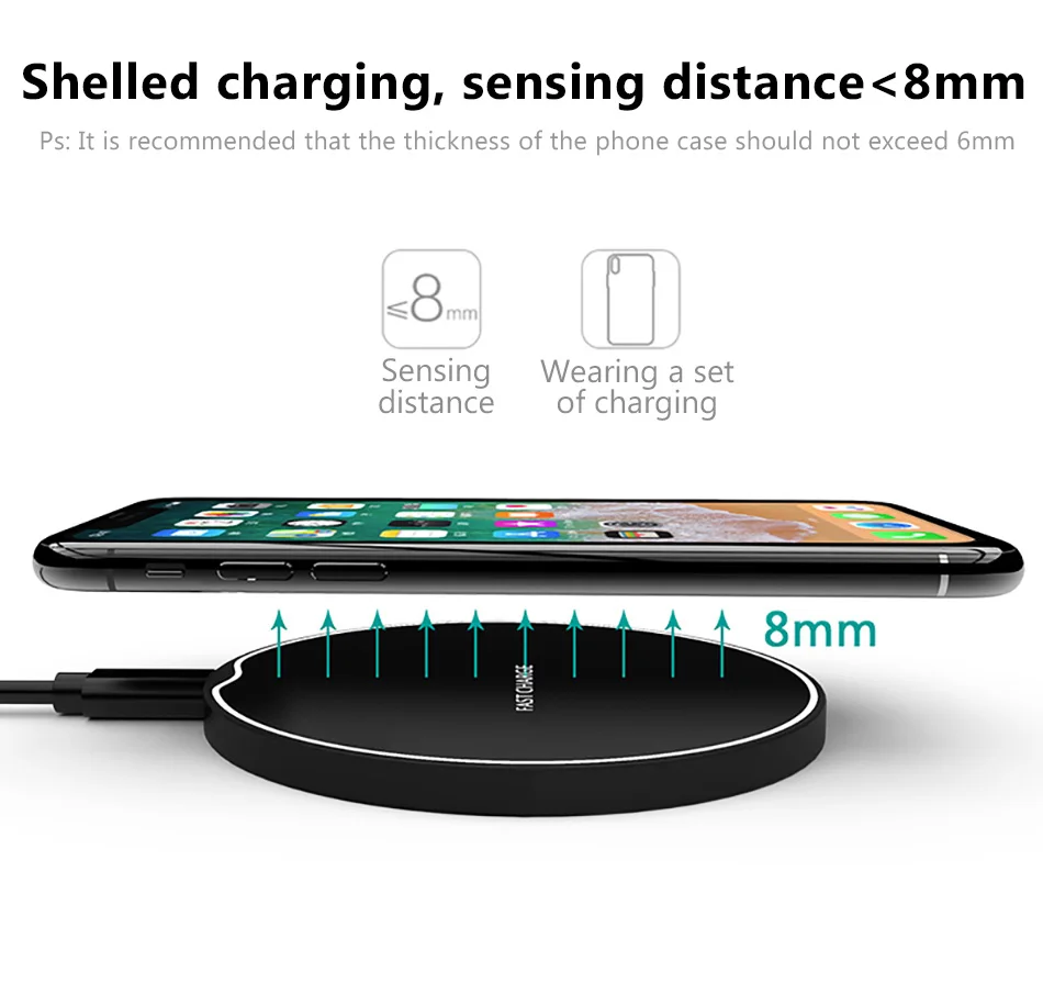 !ACCEZZ 10W Fast Qi Wireless Charger For iPhone X 8 Plus For Samsung Galaxy S9 S8 Plus S7 S6 Edge Wireless Charging 5W For Nokia (7)