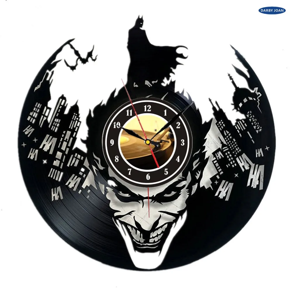 Новинка Костюм Бэтмен Arkham City Виниловых пластинок настенные часы Готэм Сити