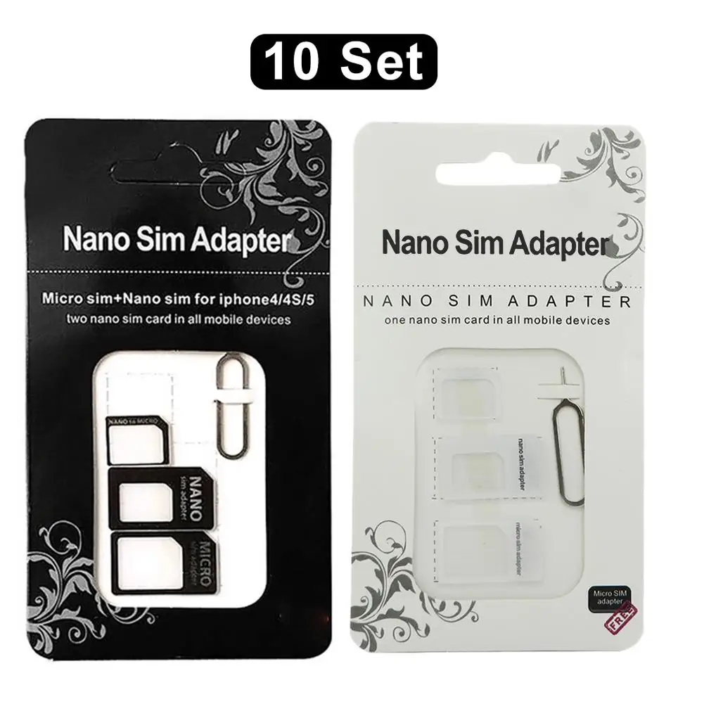 Universal 10 Set 4 In 1 Nano SIM Card To Micro Standard Adapter