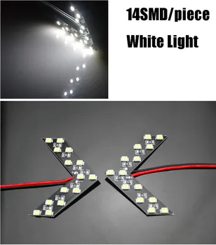

2x 14 SMD White LED Arrow Panel For Car Rear View Mirror Indicator Turn Signal Light Auto Motorcycles LED Rearview Mirror Light
