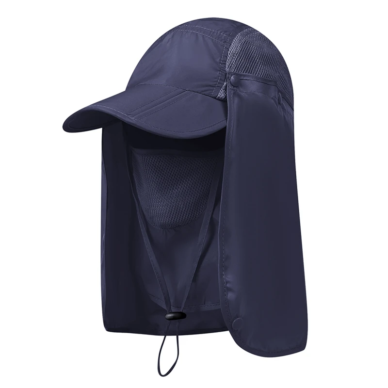 9Colors Unisex Casual Windbreak Hat UV Protection Face Neck Flap Man Full Cover Sunscreen Cap Sunhat | Аксессуары для одежды