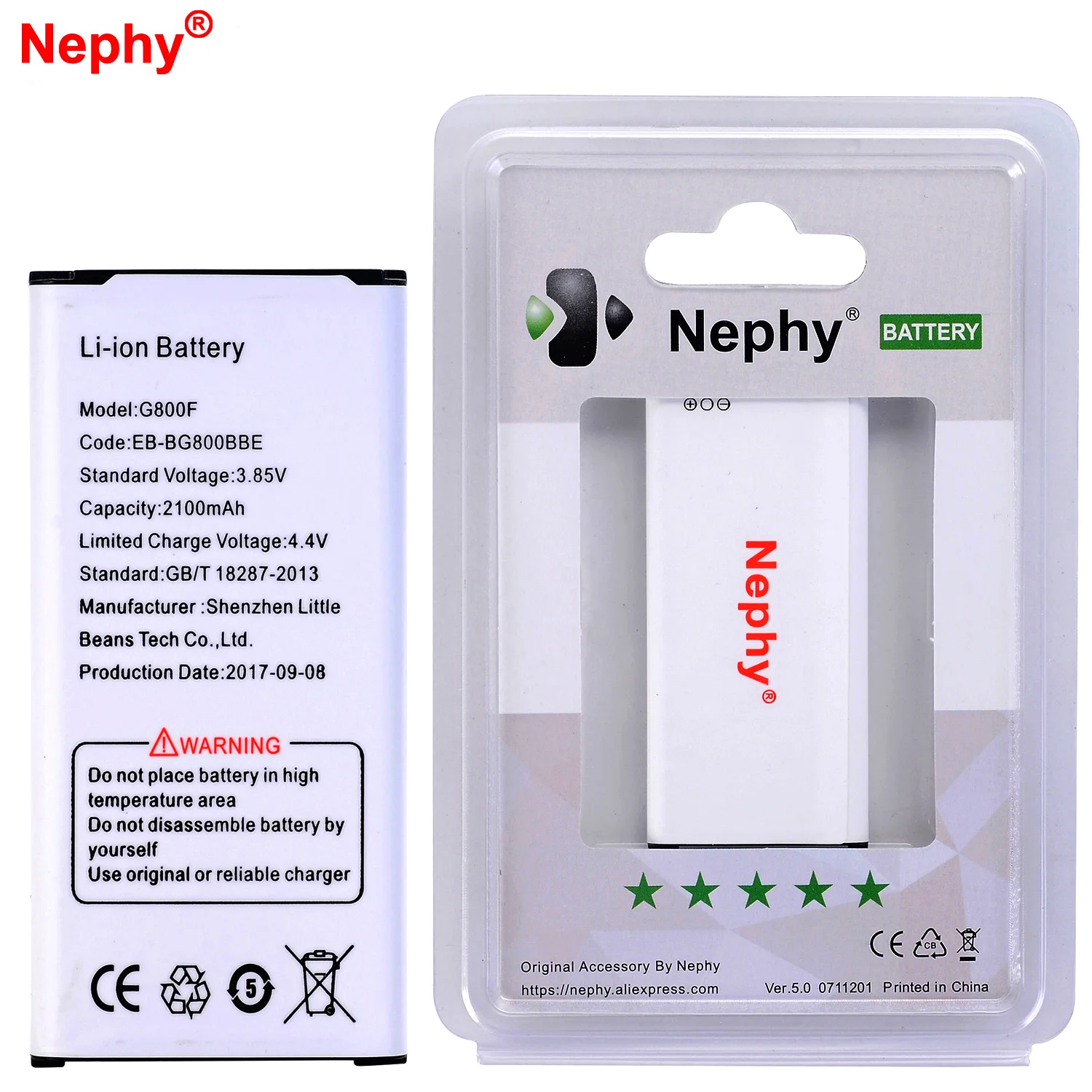 

2018 Original Nephy Battery For Samsung Galaxy S5 Mini G800F G800H G870A G870W 2100mAh Mobile Phone Batterie In Stock Tracking