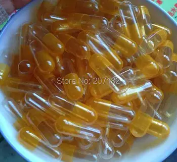 

(1000pcs/pack) Size 00 Orange/Clear Translucent Color Hard Empty Gelatin Caspule, 00# Empty Capsule---Joined and Separated