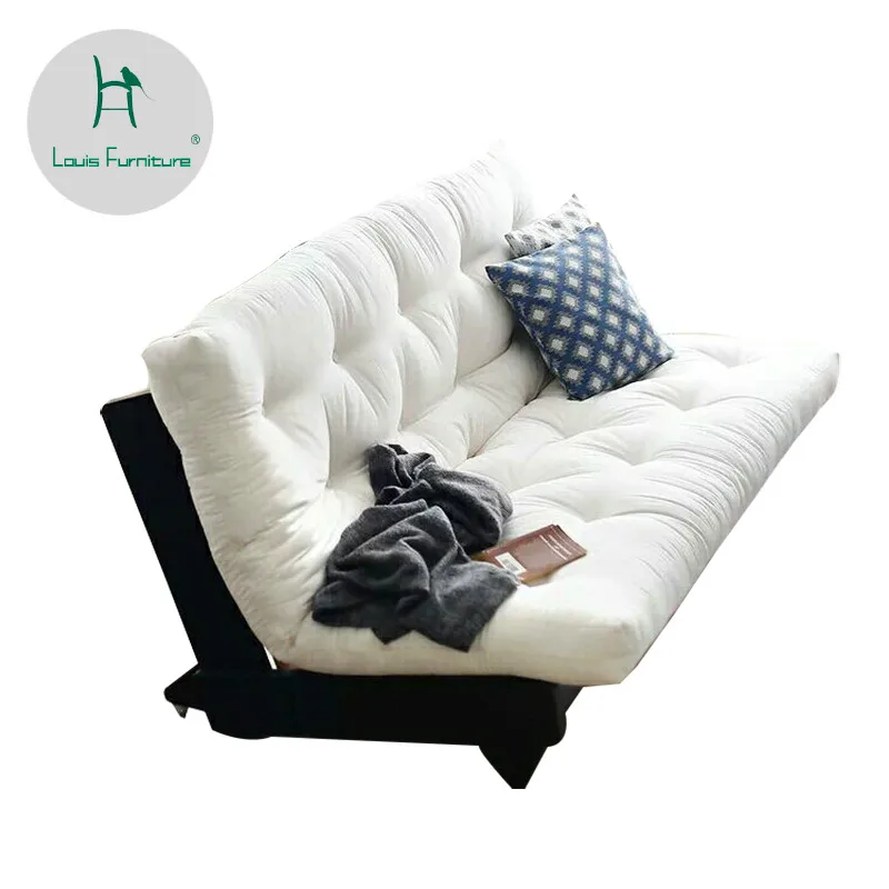 louis fashion living room sofas Nordic Japanese folding bed solid wood