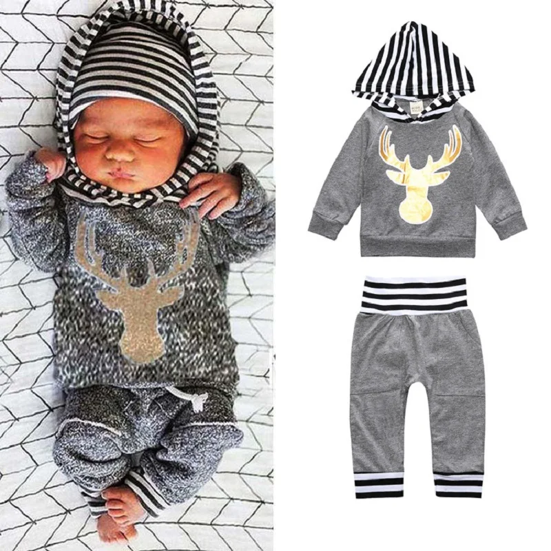 

Autumn Toddler Kids Baby Boys Clothes Details Kids Baby Boys Clothes Deer Hooded Tops Jacket Pan Outfits 2PCS Set christmas gift