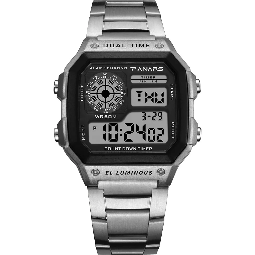 Мужские Водонепроницаемые многофункциональные спортивные часы квадратные модные электронные часы цифровые часы модные gif мужские часы для активного отдыха