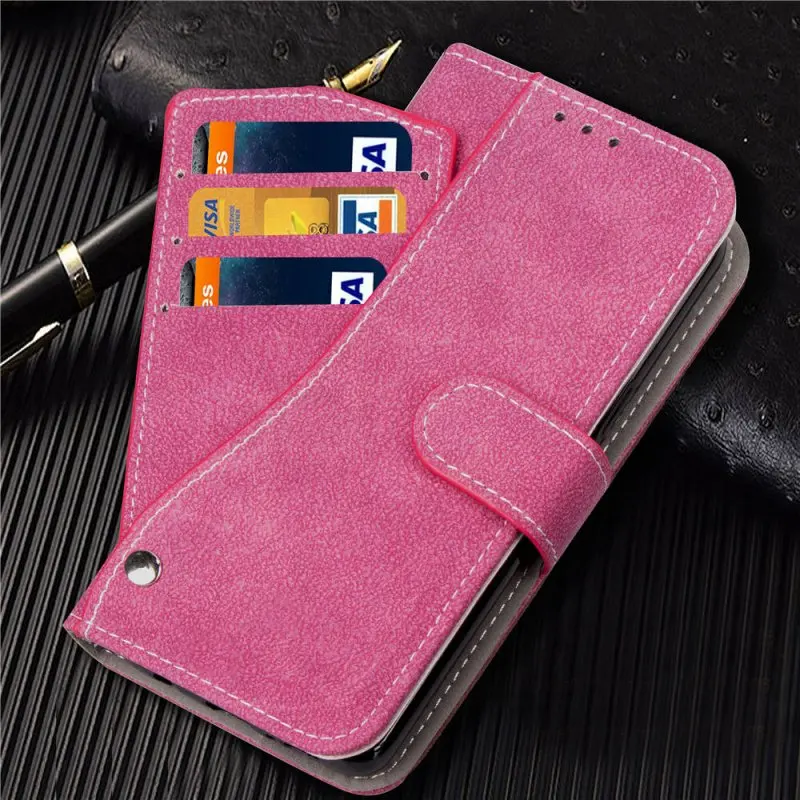 Rose Red Кожаная сумка для samsung S10, S10e, S9, S8 plus, S7, Note 10, 9, 8, чехол-кошелек, матовая откидная крышка для iPhone 11 Pro, XS Max, X, XR, 7, 6s - Цвет: Rose Red