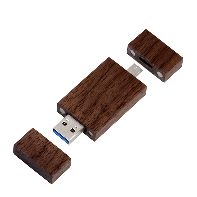 SHANDIAN OTG флеш-диск USB 2,0 деревянный u-диск смарт-флешка подходит для телефона и ПК USB флешка 4 ГБ 32 ГБ 64 Гб карта памяти - Цвет: walnut wood