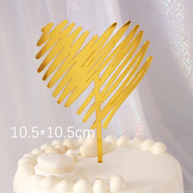Розовое золото с днем рождения акриловый торт Топпер розовый любовь сердце свадебный торт Топпер для дня рождения торт украшения детский душ - Цвет: 6