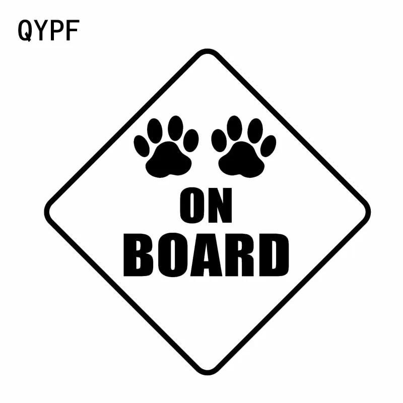 

QYPF 10.2CM*10.2CM PAWS ON BOARD DOG PRINT STICKER CAR VINYL DECALS Black Sliver C14-0205