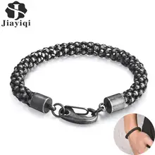 Jiayiqi Для мужчин браслет 8 мм ширина нержавеющей стали Массивное колье в стиле панк-рок и хип-хоп ювелирные изделия аксессуары вечерние подарки 18,5/20,5/22 см