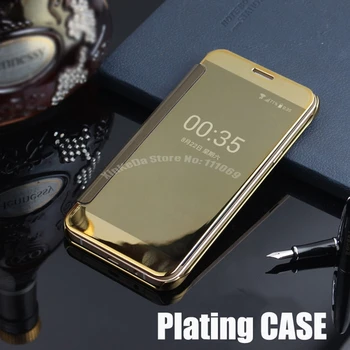 

100pcs For Galaxy Note 7 5 4 3 Clear Window Cases Mirror Flip Leather Case For Samsung Galaxy S7 Edge S6 S5 C5 C7 J5 J7 A5 A7 A8