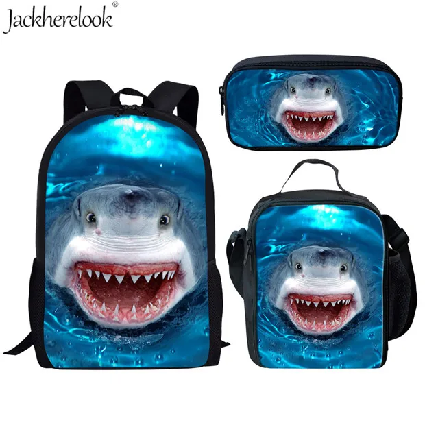 Jackhereook сумки для начальной школы комплект из 3 предметов классный школьный рюкзак акулы школьный рюкзак для мальчиков и девочек с изображением животных океана сумка для книг - Цвет: CC3927CGK
