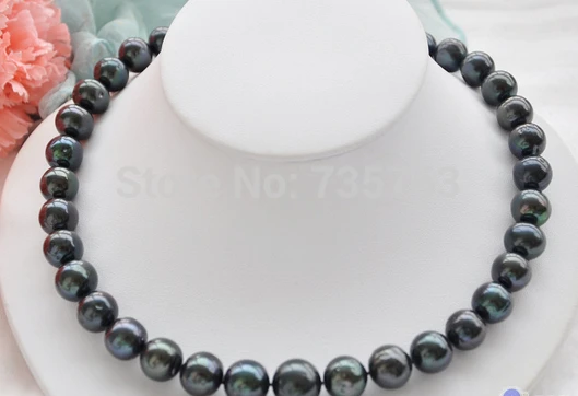 

NEW N597 Huge 18" 15mm ROUND BLACK Freshwater cultured PEARL NECKLACE