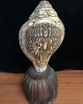 

7'' Nepal tibet natural conch sea snail Thousands hands thousands eyes guanyin
