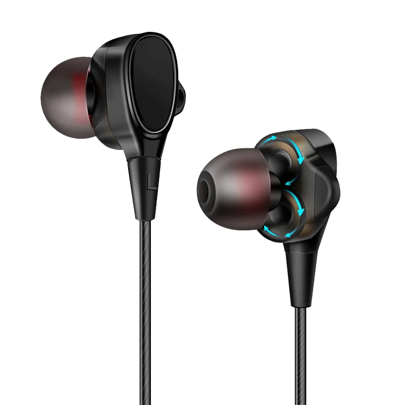 

Earphones Dual Driver Sport Earphone 3.5mm Jack Headset Hands Free with Mic Music Earphone for All 3.5mm interface Phone Pc Game