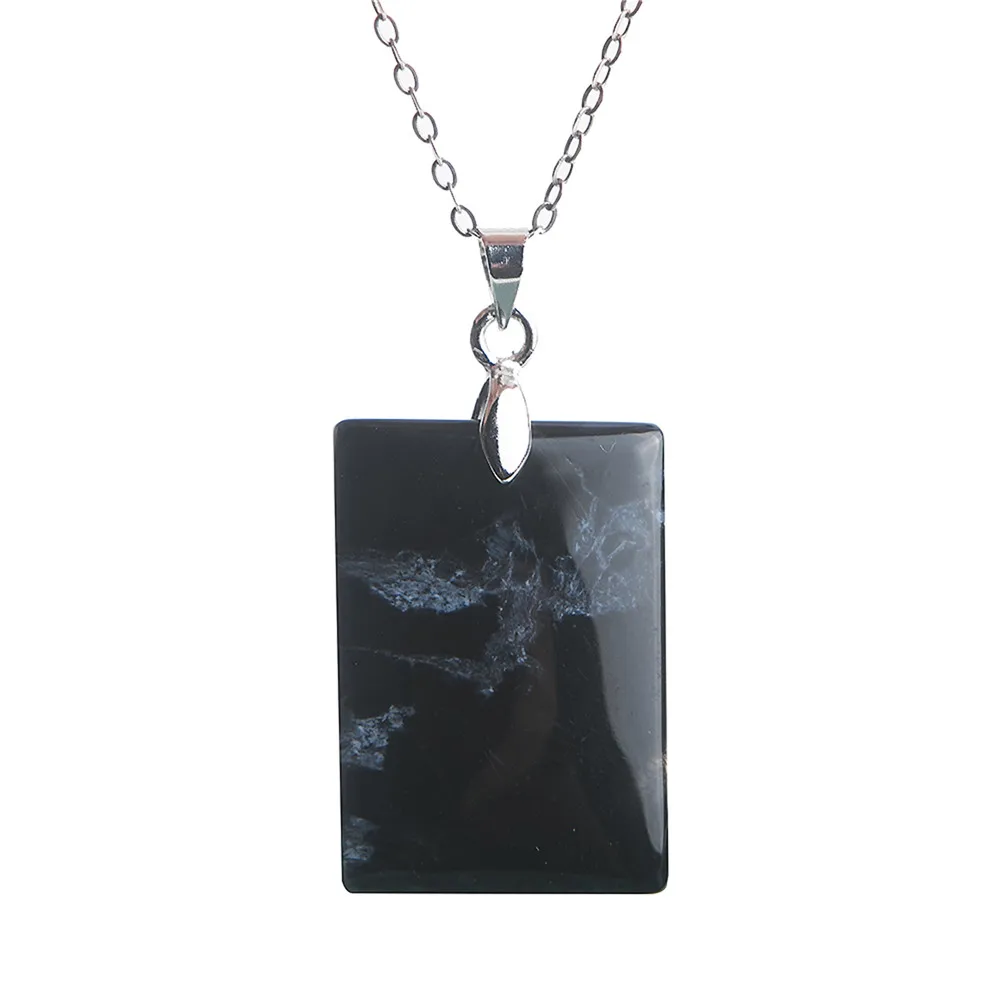 

Natural Stone Pietersite Pendant Necklace For Men Rectangle Beads Gems Crystal Charms Accessories For Jewelry Making