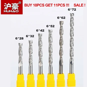 

HUHAO 1pc Shank 6mm 2 Flutes Spiral with Blade CEL 12-72mm Milling Cutter CNC End Mill Router Bit for Wood Carbide Router Tool