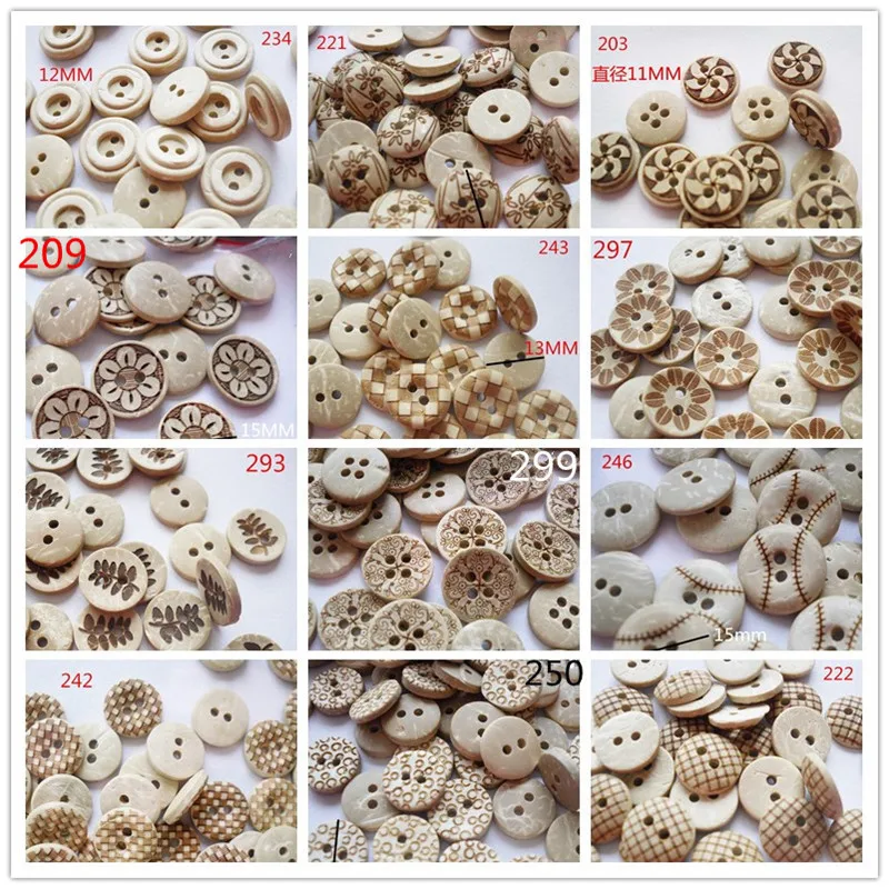 

100 Pcs 24 Style Cartoon Round Button 4 Hole Sewing Wooden Button Clothing Accessories Button for Clothing Children 13MM