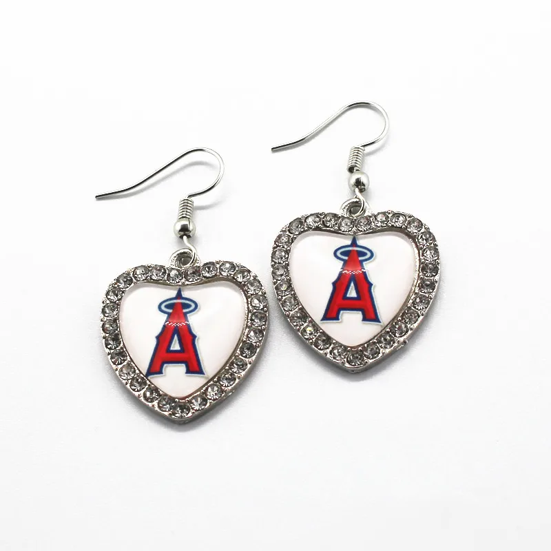 Wholesale Los Angeles Baseball Team Sports Crystal Heart Fashion