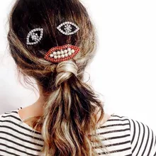 Stonefans красные губы жемчужины, горный хрусталь для волос заколки для волос для женщин глаз Кристалл серебро заколки для волос модные ювелирные подарки