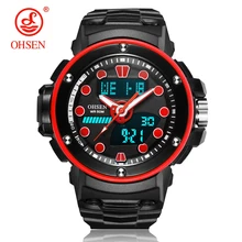OHSEN мужские модные спортивные часы Цифровые кварцевые светодиодный Электронные резиновые часы мужские военные водонепроницаемые красные часы Relogio Masculino