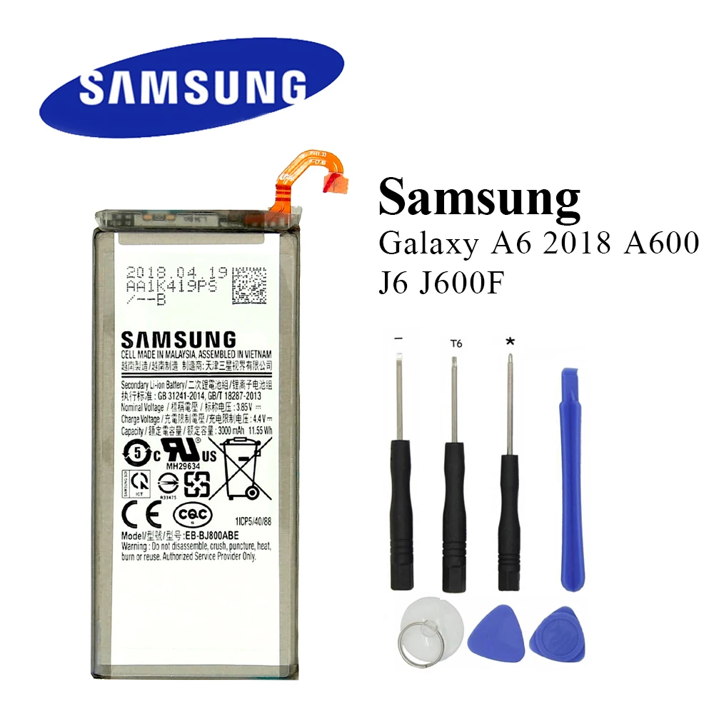Новая Оригинальная Аккумуляторная батарея для Samsung Galaxy A6 (2018) EB BJ800ABE A600F J6 J600F 3000