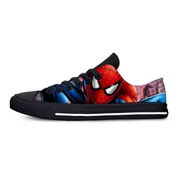 Потрясающая обувь на шнуровке с логотипом Человека-паука; сезон лето; парусиновые модные легкие кроссовки для женщин и мужчин