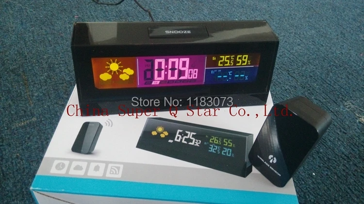 

Digital CubeShaped RF433mhz LED Indoor Outdoor Wireless Weather Station Temperature Humidity Alarm Clock with Sensor 10sets/lot