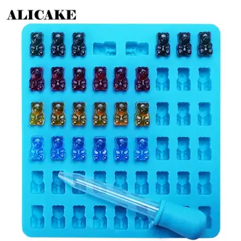 

Gummy Bear Mold Diy Silicone Mold Pastry Tools 1 Set 50 Cavity Candy Maker Ice Tray Jelly Moulds Baking Accessories Z35
