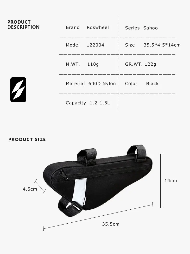 Flash Deal Roswheel Sahoo Series Bike Bicycle Cycling Saddle Bag Rear Seat Bag Top Tube Front Frame Bag Triangle Pannier Pack 1