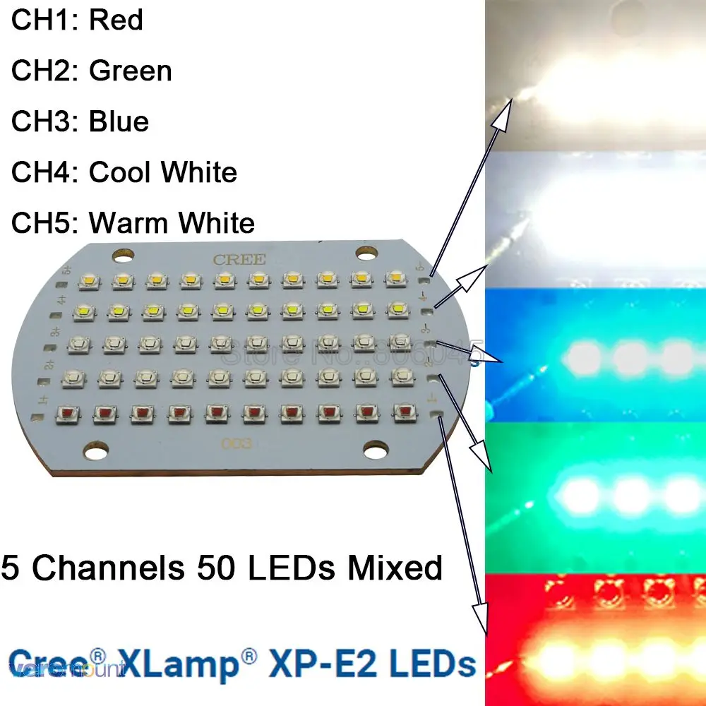 Cree XPE2 XP E2 50LED s 5 канальный светодиодный эмиттер высокой мощности RGBWW красный