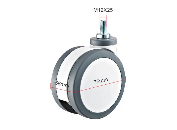 Износостойкость, медицинские/мебельные ролики/колеса, 3 дюйма, M12x25 винт, бесшумный носимый, для больничной тележки электронное оборудование