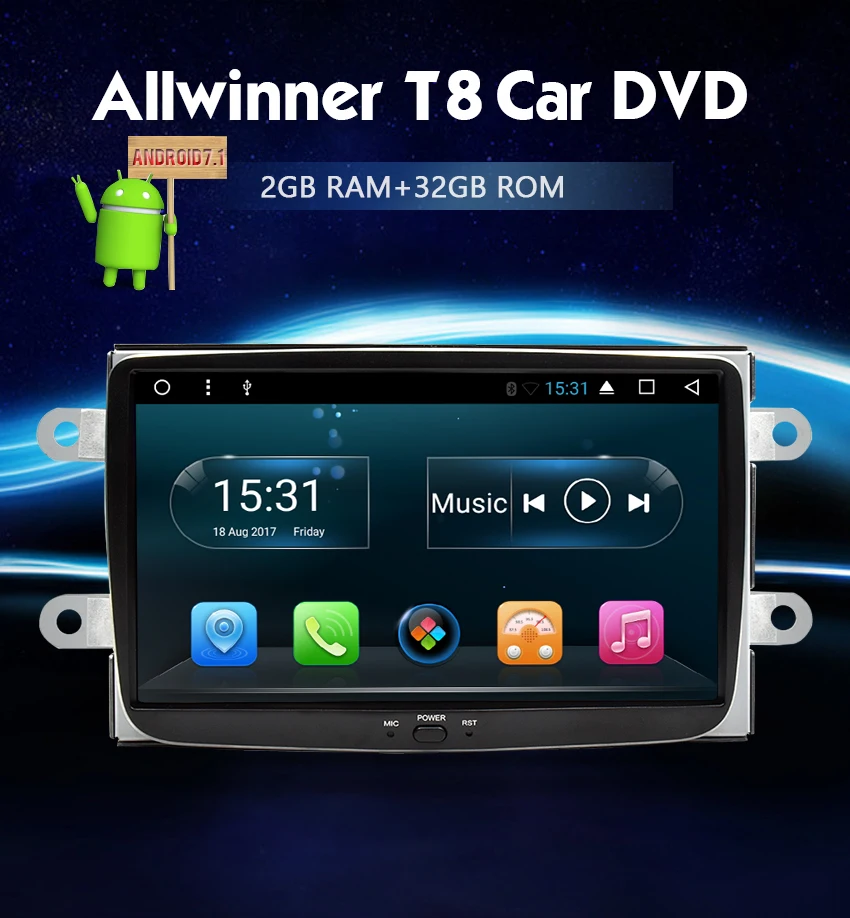 Top Octa Core Android 7.1 Car Radio GPS Navigation Multimedia Stereo For Renault Dacia Duster Sandero Lodgy Dokker Lada XRAY 5