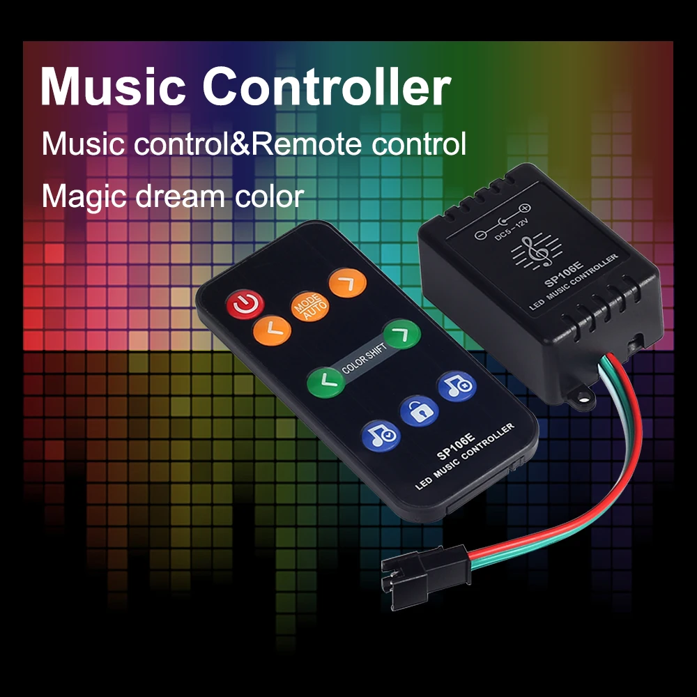 Музыкальный контроль Dream color WS2811 светодиодный комплект 5 м DC12V 5050 RGB светодиодный светильник с музыкальным контроллером IP20 IP65