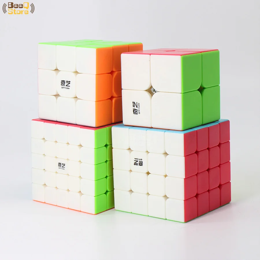 Qiyi 2x2/oneplus 3/OnePlus x 3 4x4 5x5, волшебный куб, QiyuanS QizhengS Скорость куб, головоломка, WarriorW Qidi черный Stickerless 3 шт. 4 шт./компл. развивающая игрушка - Цвет: 4 cubes-Stickerless