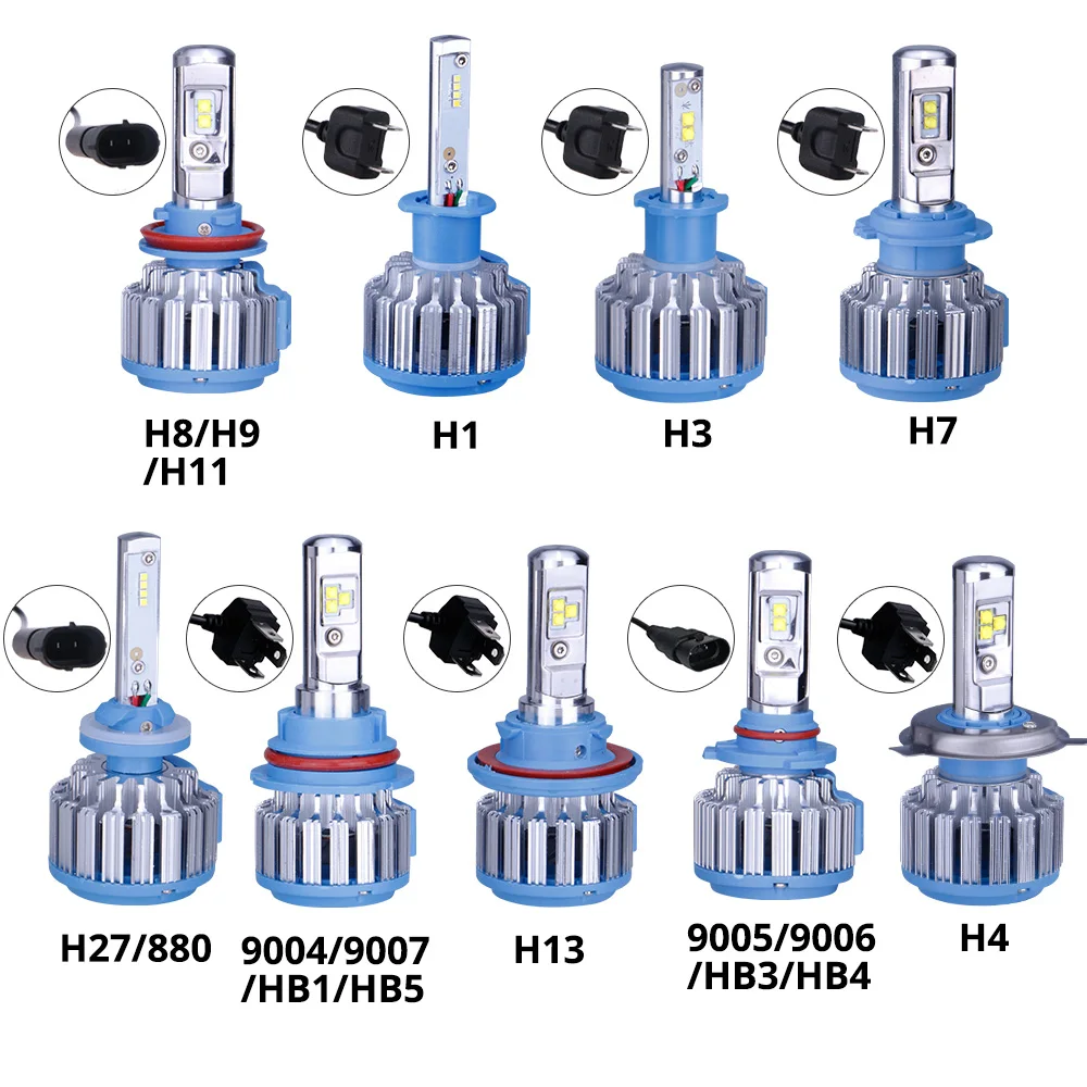 XENCN T1 светодиодный H4 H1 H3 H7 H8 9005 9006 880 H13 9004 9007 9012 35/40 Вт 7200LM 6000K холодный белый Turbo фар автомобиля 2 шт