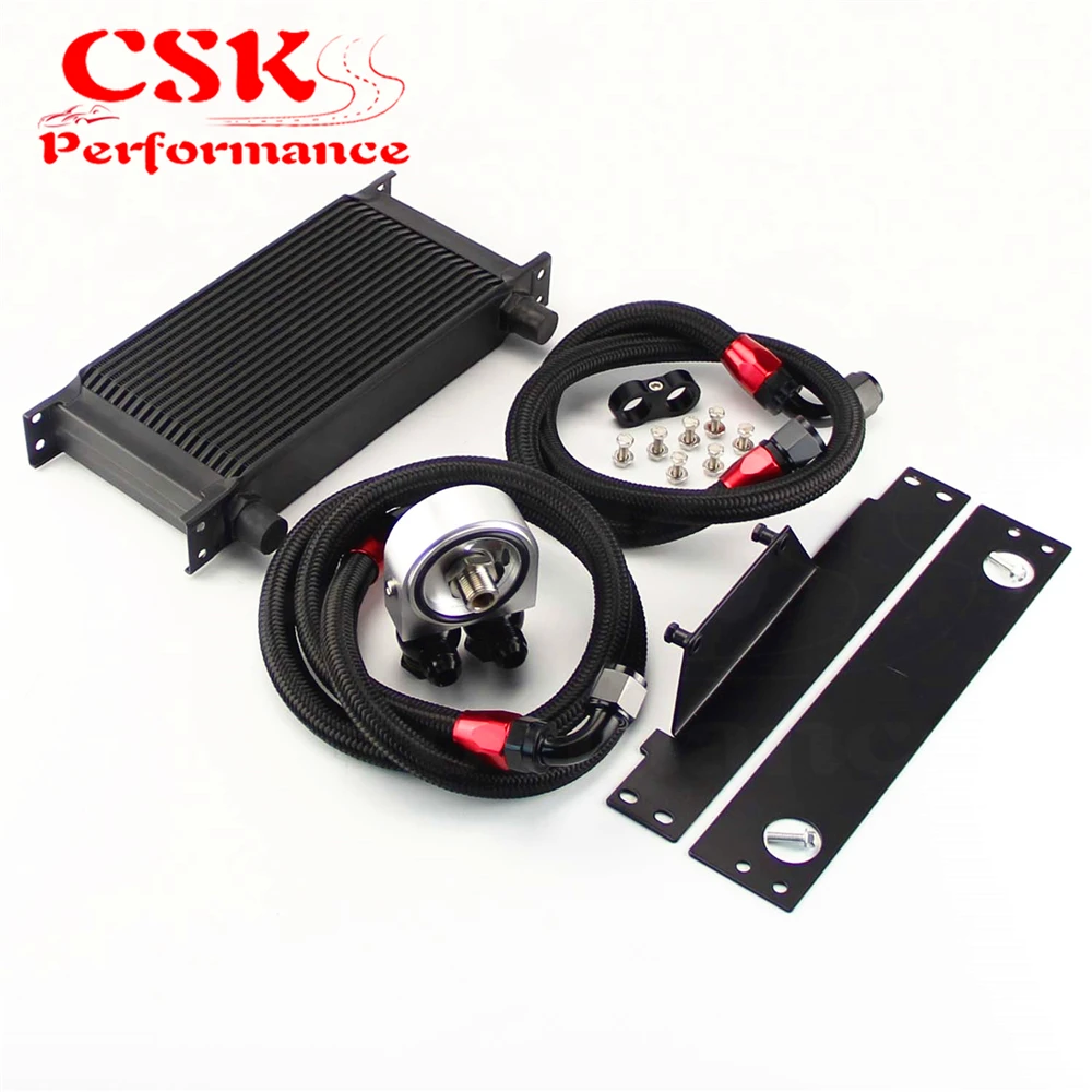 

19 Row AN10 Racing Engine Oil Cooler Kit Fits For 01-05 Subaru Impreza WRX/STi Black / Silver
