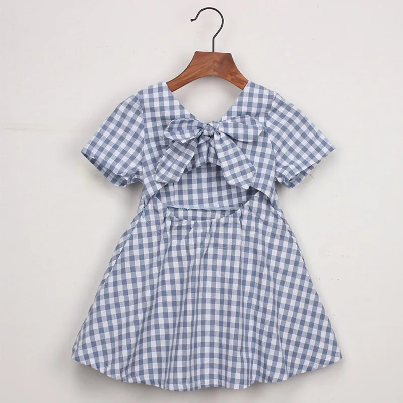 Bear leader/платья для девочек коллекция года, летнее джинсовое платье для девочек летние хлопковые платья с короткими рукавами и открытыми плечами, с узелками, для детей возрастом от 3 до 7 лет
