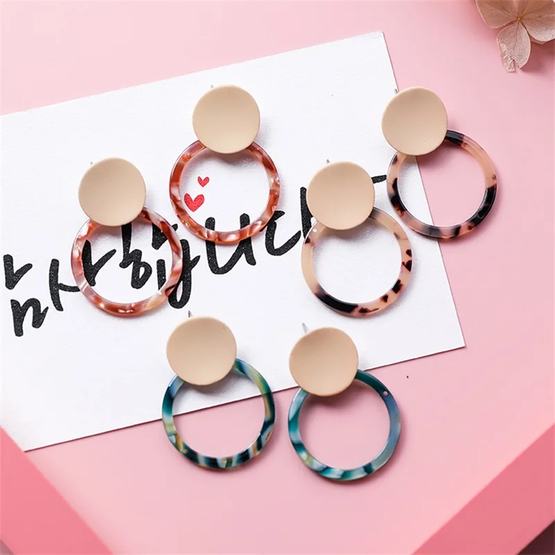 2019 Korean fashion geometric round dangle earrings retro simple temperament acrylic leopard circle women jewelry gifts | Украшения и