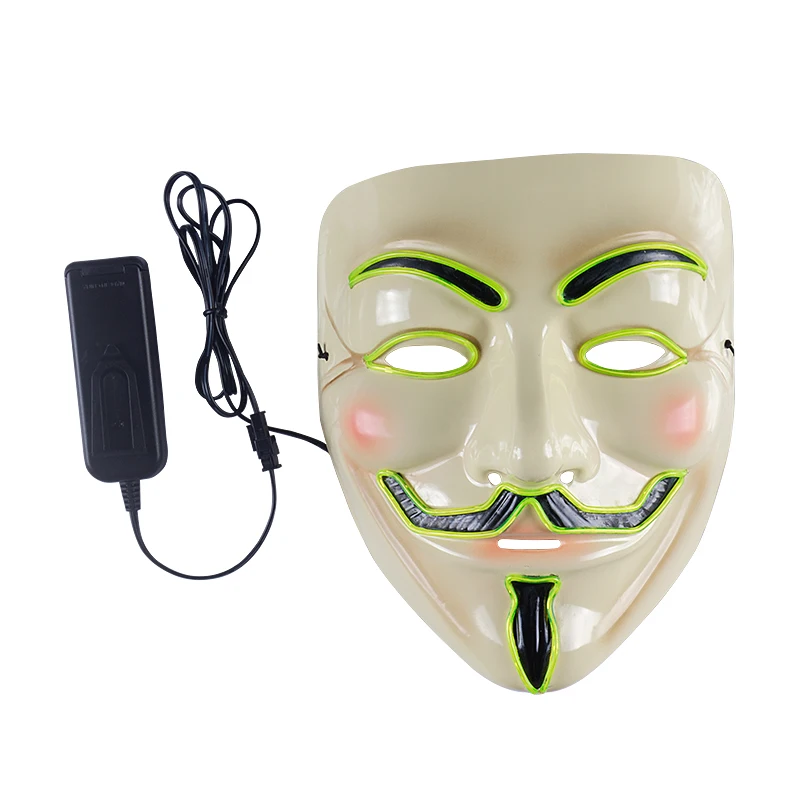 

El Light Up LED Mask V for Vendetta Anonymous Guy Fawkes Mask Free Shipping