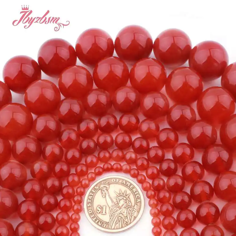 

4,6,8,10mm Smooth Round Ball Red Agates Onyx Natural Stone Loose Bead For DIY Necklace Bracelet Jewelry Making 15" Free Shipping