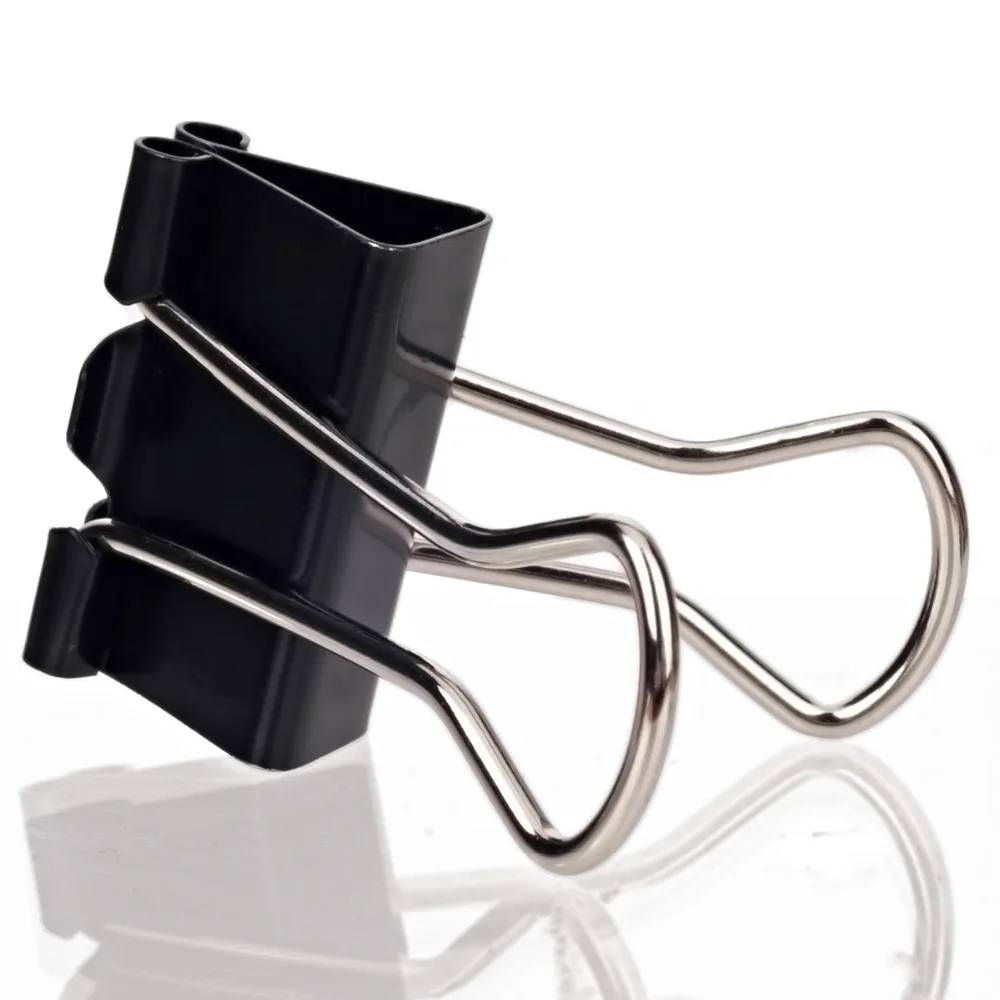 12PCS Metal Binder Clips Black Paper Clip 51 41 32 25 19 15MM Office School Supplies Stationery Binding Supplies Files Documents paper clips binder clips metal clamp clips