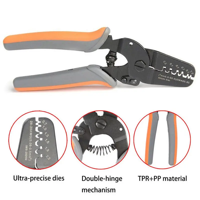 

High Carbon Steel Open Barrel Crimping Tools Hand Strippers Works Small Bare Terminal Connectors Wire Pliers For AWG28-20