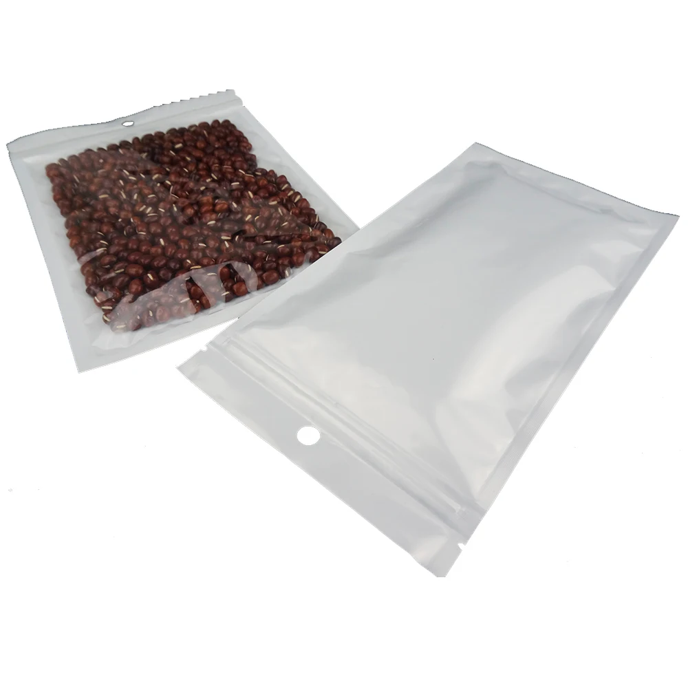 100 шт сумки на молнии 7*10 см белый прозрачный БОПП жемчужная пленка ZipLock мешок одна