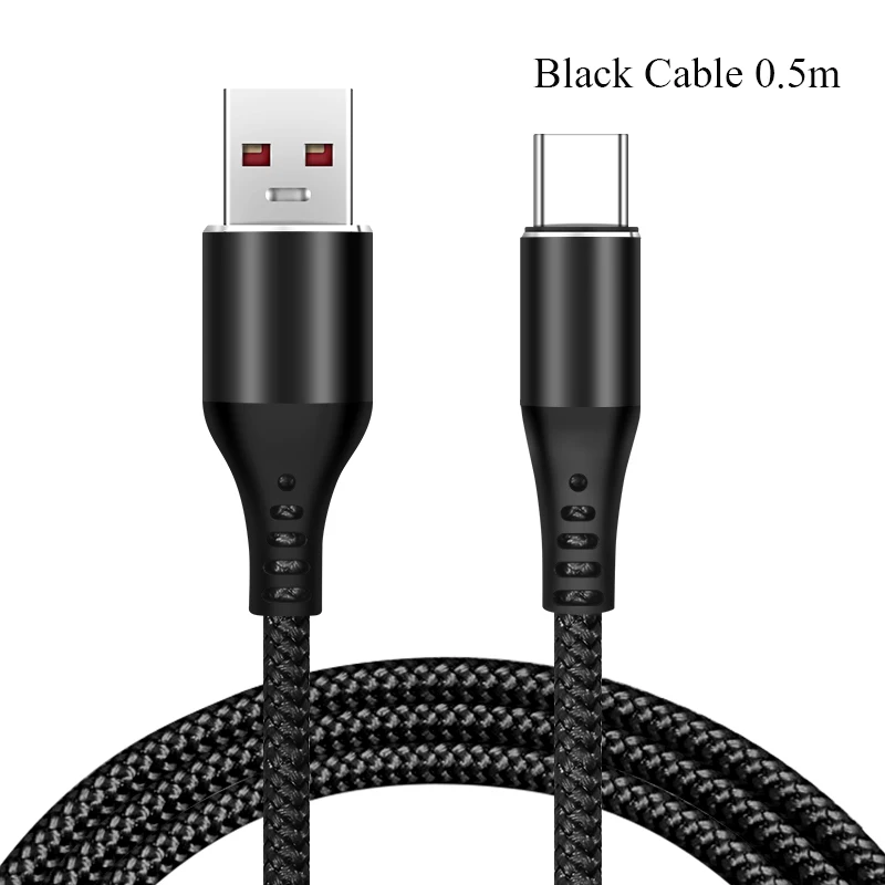 GREENPORT кабели для мобильных телефонов USB C кабель для Xiaomi Redmi Note 7 5A Быстрая Зарядка Синхронизация данных usb type C кабель для huawei P20 Pro - Цвет: Black Cable 0.5m